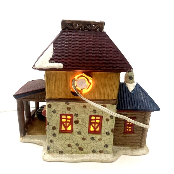 Lighted Village House Porcelain Hand Painted Boats and Bait House Decoration - Picture 2 of 6